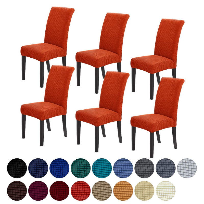 Howhic Stretch Chair Covers for Dining Room Set of 6, Removable Washable Dining Room Chair Covers, Dining Chair Slipcovers Seat Protector, Great for Home and Banquet (Pureed Pumpkin, 6 Pack) - Image 1